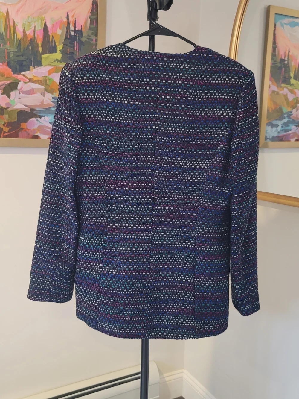 VINTAGE DONCASTER 100% Silk Tweed Blazer Jacket Multicolor Women's Size 10